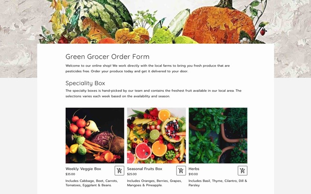 Green grocer order form